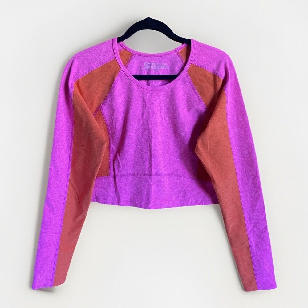 Beyond Yoga Spacedye Vitality Colorblock Pullover Sz XL Orange/Pink Long Sleeve